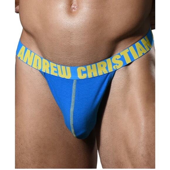 Andrew Christian Happy Y-Back Thong Electric Blue Medium - Picture 3 of 5
